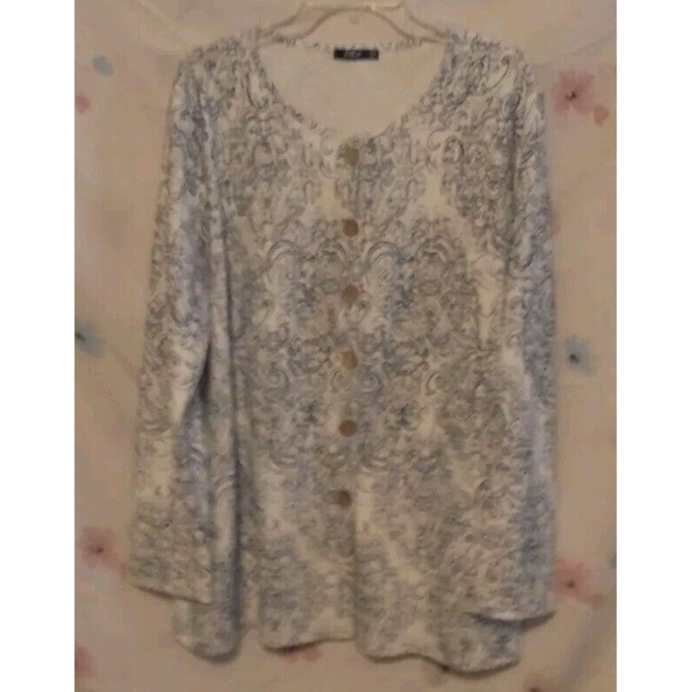 Lily by Firmiana top wood buttons long sleeve‎ size 1 xl black white